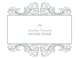 Antique frame in style baroque of acanthus leaves. Monogram floral ornament