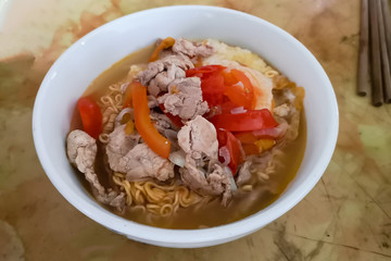 typical Vietnamese food and regional healthy dishes with fresh meat