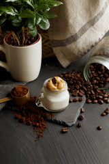 Dalgona whipped coffee, instant coffee, cream coffee, iced coffee  