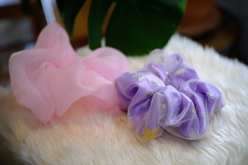 hair bow, Pair of Hair scunchies, isolated on white