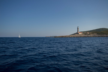 Fototapeta na wymiar Sailing in the adriatic sea on Croatian coast