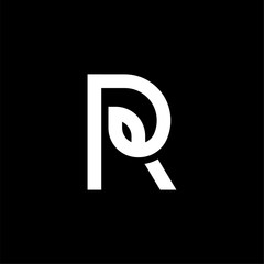 Vector Geometric Leaf Letter Design R