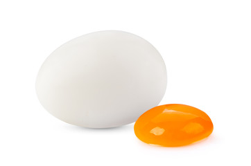 boiled egg on white background full depth of field