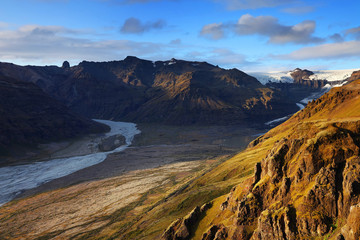Volcanic alpine landscape in Skaftafell Natural Park, Iceland, Europe