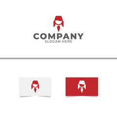 Wine Glass Rocket Logo Design Vector Template