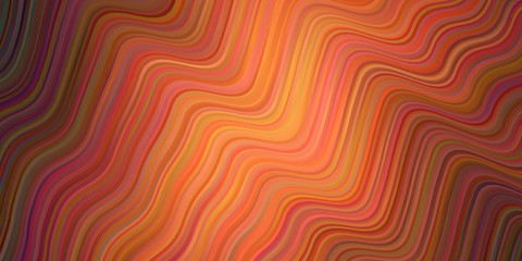 Dark Orange vector background with curved lines.