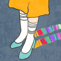 woman legs with colorful socks - 351555368