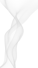 White abstract background. Fluttering white scarf. Waving on wind white fubric. 3D illustration