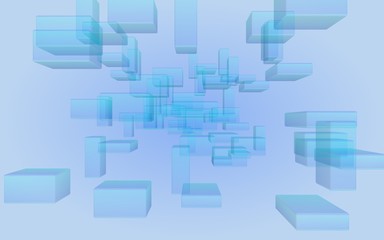 Blue and purple abstract digital and technology background. The pattern with repeating rectangles. 3D illustration