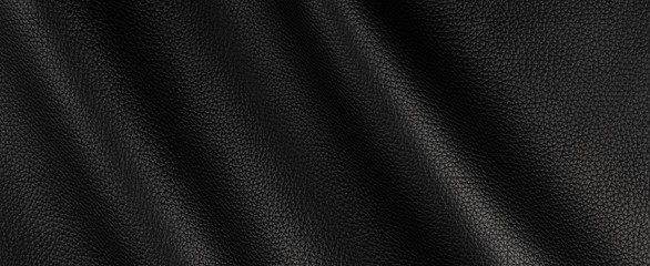black leather empty wavy background, mockup with copy space close up