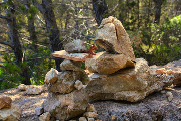 Stacked stones in nature