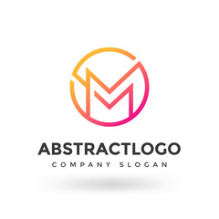 letter M Logo Icon - MM Monogram Vector circle shape