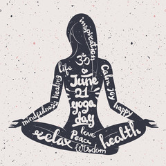 Yoga Day, woman in lotus position