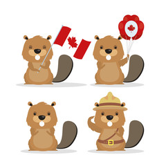 happy canada day with cute beavers