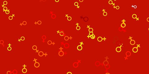 Light Orange vector backdrop with woman's power symbols.