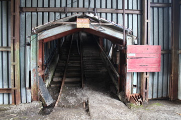Details of the tunnel of the abandoned Russian coal mine Pyramiden, Spitsbergen. A ghost town close to the North Pole.