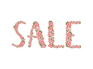 Summer sale banner with strawberry. Vector illustration.