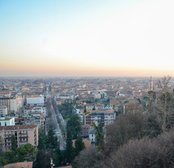 Bergamo The ancient gate of Bergamo. Top view of the city
