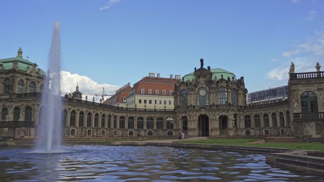 Dresden Zwinger Daytime, Water Fountain Time Lapse