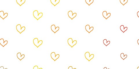 Light Yellow vector pattern with colorful hearts.