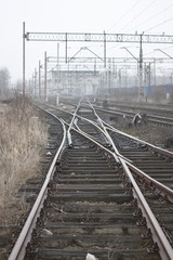 Railroad closeup. rails blurred background