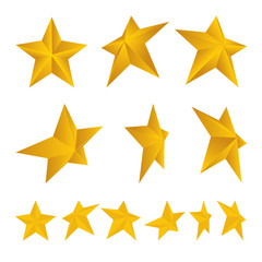 Obraz premium Star. Isometric and flat star vector icons set. Star symbols in different angles. Part of set.