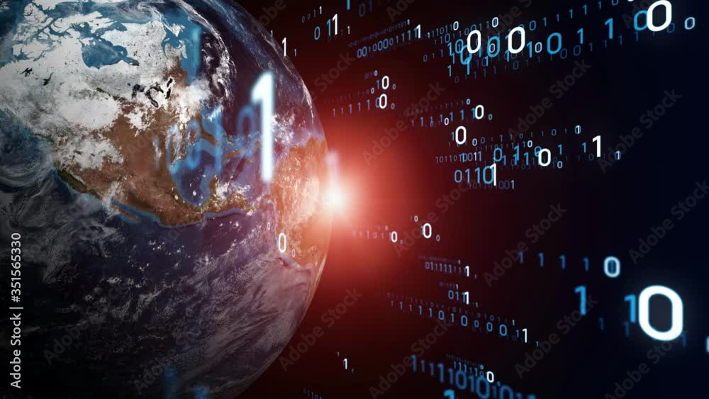 Aufkleber Global communication network concept. Digital transformation. Elements of this image furnished by NASA. 3D rendering.