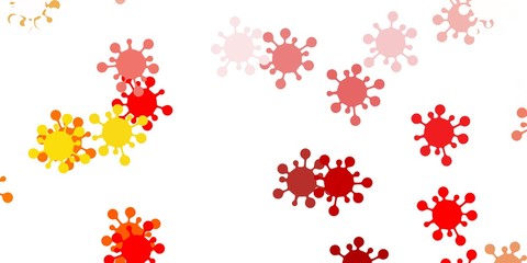 Fototapeta na wymiar Light orange vector pattern with coronavirus elements.