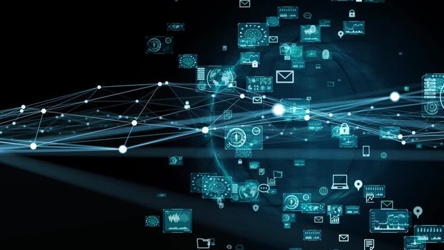 Communication network concept. IoT (Internet of Things). Telecommunication.
