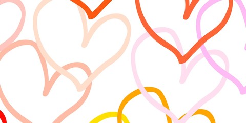 Light Pink, Yellow vector texture with lovely hearts.