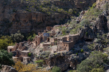 View at ruins of Bani Habib on Sayq plateau of Jabal Akhdar, Oman