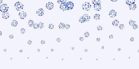 Light blue vector doodle template with flowers.