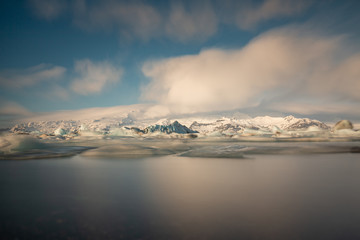 Beautiful sunrise at Jokulsarlon glacier lagoon, Iceland