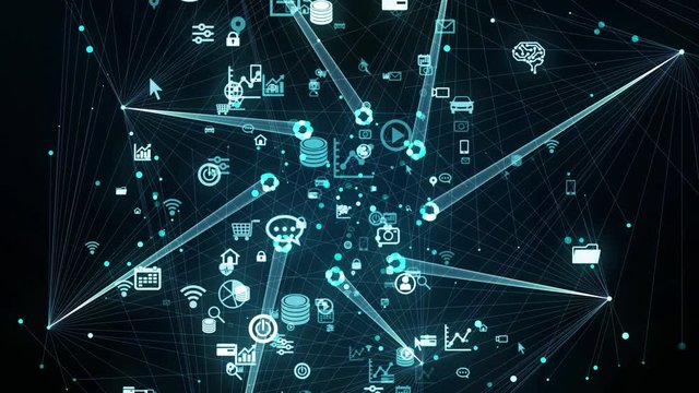 Communication network concept. IoT (Internet of Things). Telecommunication.
