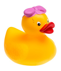 yellow rubber toy isolated