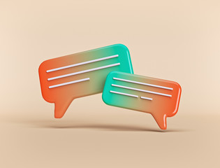 cute gradient chat bubbles. concept of social media messages, SMS, comments. 3d rendering