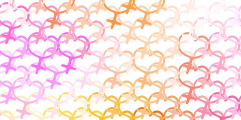 Light Pink, Yellow vector backdrop with woman's power symbols.