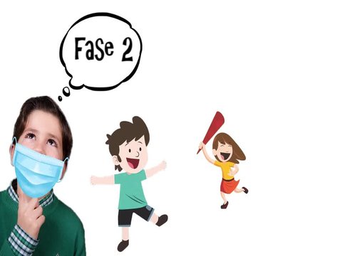 Current situation due to the coronavirus. A child imagines in which phase he will be able to go out to carry out some of his activities