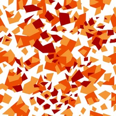 Seamless background of randomly placed sharp red and orange pieces. Small and large fragments. Vector illustration for wrapping paper, textile print. Abstract mosaic seamless pattern. Endless texture