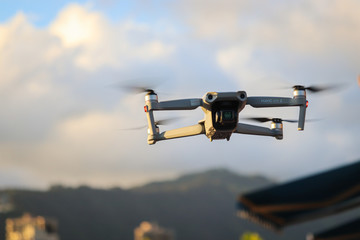 Mavic Air 2 Drone taking off with beautiful blue skies in the background