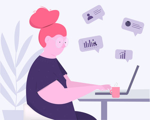 vector graphics. active work at the computer