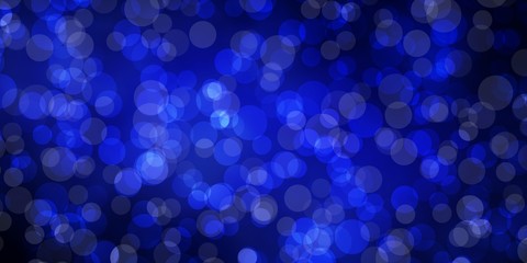 Dark BLUE vector layout with circle shapes. Abstract colorful disks on simple gradient background. Pattern for websites.