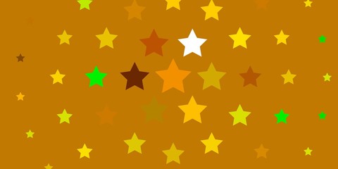 Light Green, Yellow vector background with small and big stars. Decorative illustration with stars on abstract template. Pattern for websites, landing pages.