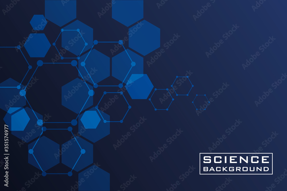 Wall mural dark blue science background with lines structures