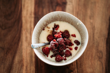 cranberries in a wooden bowl