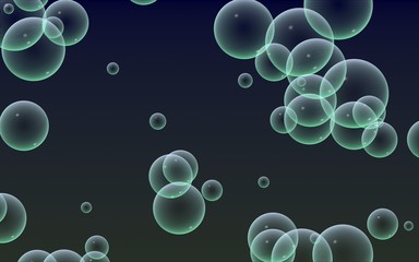 Dark background green mesh bubbles. Wallpaper, texture with bubble. 3D illustration