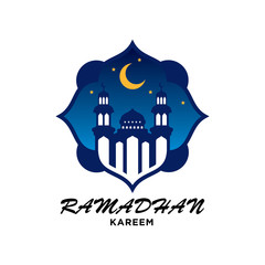 Ramadhan logo illustration. Ramadhan kareem  perfect illustration logo design on white background.