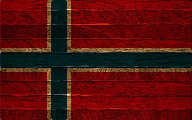 Iceland flag on old wood texture background