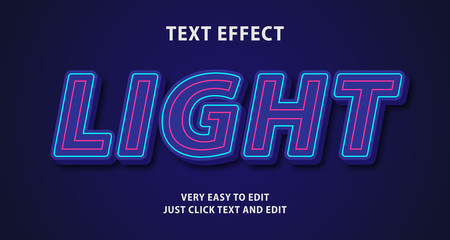Light glow neon text effect, editable text