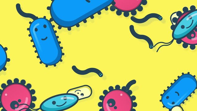 Healthy cell microbes swimming around in a cell. Gut bacteria. Seamless Loop every 10 seconds.